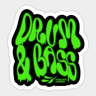 DRUM AND BASS  - Liquid Y2K Font (Lime Green) Sticker